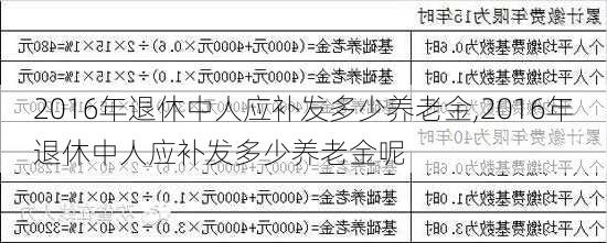 2016年退休中人应补发多少养老金,2016年退休中人应补发多少养老金呢