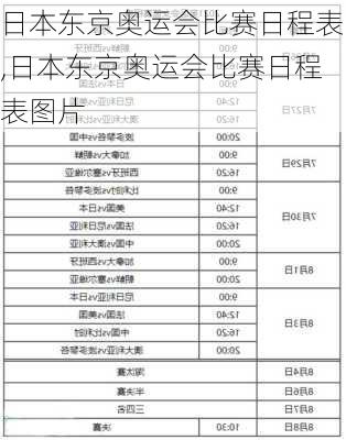 日本东京奥运会比赛日程表,日本东京奥运会比赛日程表图片