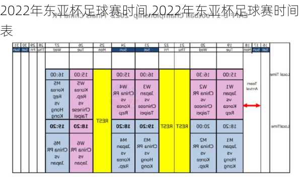 2022年东亚杯足球赛时间,2022年东亚杯足球赛时间表