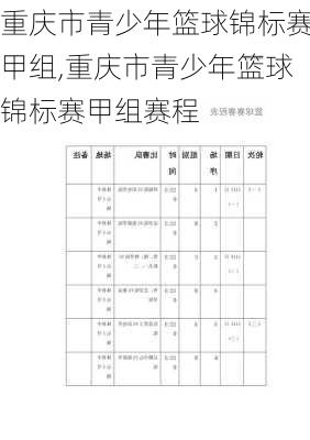 重庆市青少年篮球锦标赛甲组,重庆市青少年篮球锦标赛甲组赛程