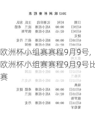 欧洲杯小组赛赛程9月9号,欧洲杯小组赛赛程9月9号比赛