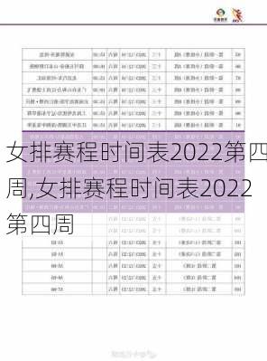 女排赛程时间表2022第四周,女排赛程时间表2022第四周