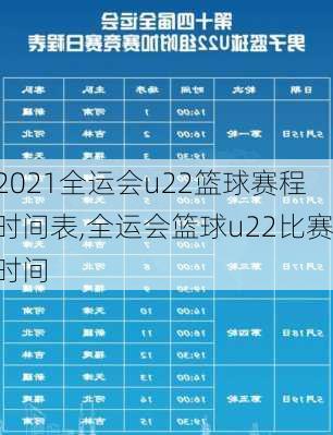 2021全运会u22篮球赛程时间表,全运会篮球u22比赛时间