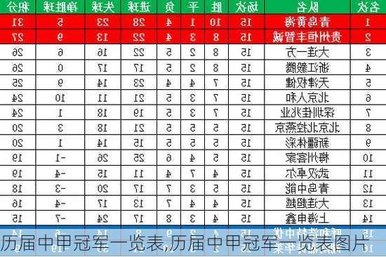 历届中甲冠军一览表,历届中甲冠军一览表图片