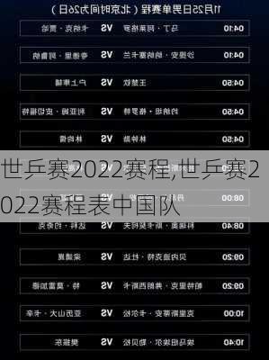 世乒赛2022赛程,世乒赛2022赛程表中国队