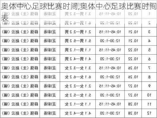 奥体中心足球比赛时间,奥体中心足球比赛时间表