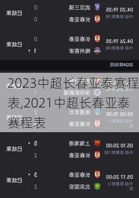 2023中超长春亚泰赛程表,2021中超长春亚泰赛程表