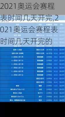 2021奥运会赛程表时间几天开完,2021奥运会赛程表时间几天开完的