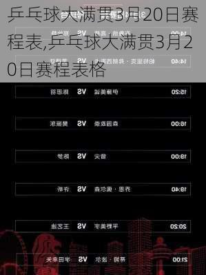 乒乓球大满贯3月20日赛程表,乒乓球大满贯3月20日赛程表格