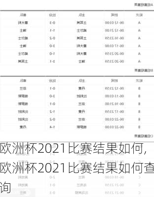 欧洲杯2021比赛结果如何,欧洲杯2021比赛结果如何查询