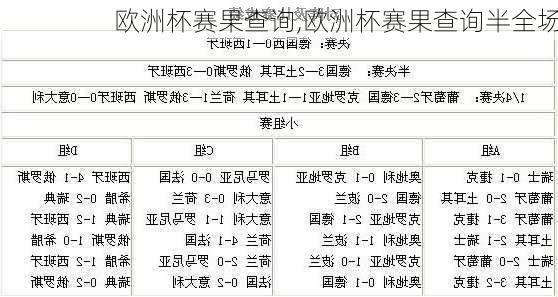 欧洲杯赛果查询,欧洲杯赛果查询半全场