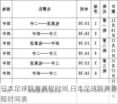 日本足球联赛赛程时间,日本足球联赛赛程时间表