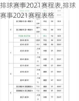 排球赛事2021赛程表,排球赛事2021赛程表格