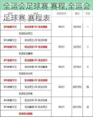 全运会足球赛 赛程,全运会足球赛 赛程表