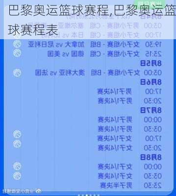 巴黎奥运篮球赛程,巴黎奥运篮球赛程表