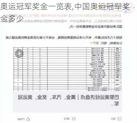 奥运冠军奖金一览表,中国奥运冠军奖金多少