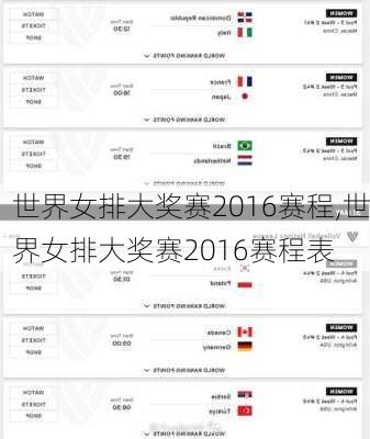 世界女排大奖赛2016赛程,世界女排大奖赛2016赛程表