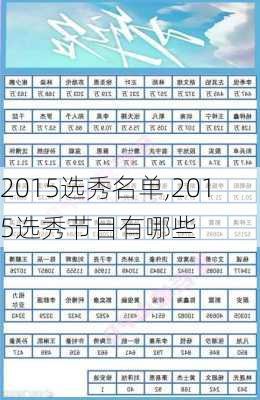 2015选秀名单,2015选秀节目有哪些