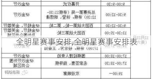 全明星赛事安排,全明星赛事安排表