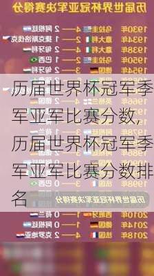 历届世界杯冠军季军亚军比赛分数,历届世界杯冠军季军亚军比赛分数排名