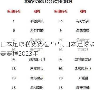 日本足球联赛赛程2023,日本足球联赛赛程2023年