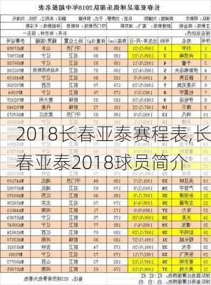 2018长春亚泰赛程表,长春亚泰2018球员简介