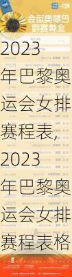 2023年巴黎奥运会女排赛程表,2023年巴黎奥运会女排赛程表格