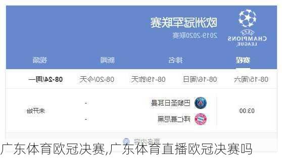 广东体育欧冠决赛,广东体育直播欧冠决赛吗