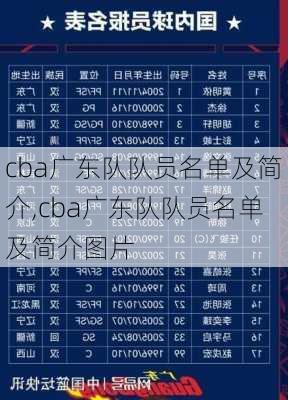 cba广东队队员名单及简介,cba广东队队员名单及简介图片