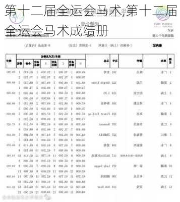 第十二届全运会马术,第十二届全运会马术成绩册