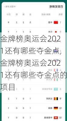 金牌榜奥运会2021还有哪些夺金点,金牌榜奥运会2021还有哪些夺金点的项目