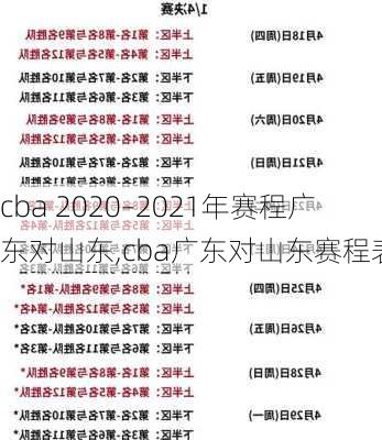 cba 2020–2021年赛程广东对山东,cba广东对山东赛程表