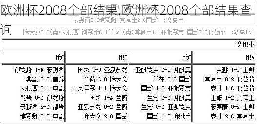 欧洲杯2008全部结果,欧洲杯2008全部结果查询