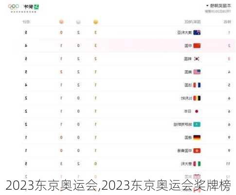 2023东京奥运会,2023东京奥运会奖牌榜