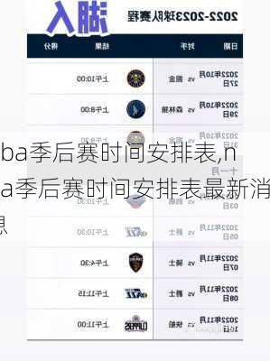 nba季后赛时间安排表,nba季后赛时间安排表最新消息