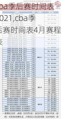 cba季后赛时间表2021,cba季后赛时间表4月赛程表