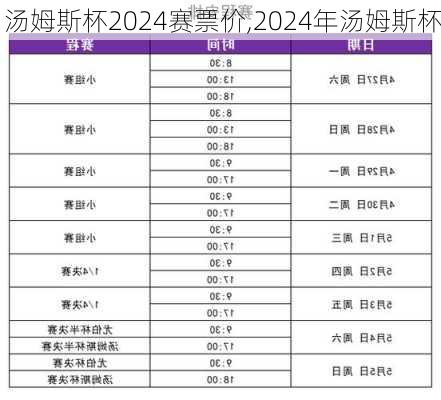 汤姆斯杯2024赛票价,2024年汤姆斯杯