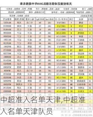 中超准入名单天津,中超准入名单天津队员