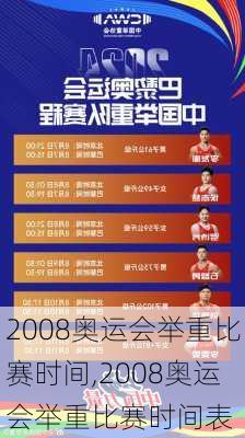 2008奥运会举重比赛时间,2008奥运会举重比赛时间表