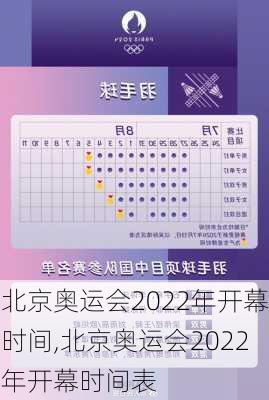 北京奥运会2022年开幕时间,北京奥运会2022年开幕时间表