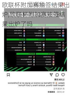 欧联杯附加赛抽签结果出炉,欧联杯附加赛抽签结果出炉了吗