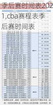 季后赛时间表2021,cba赛程表季后赛时间表