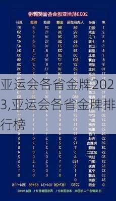 亚运会各省金牌2023,亚运会各省金牌排行榜