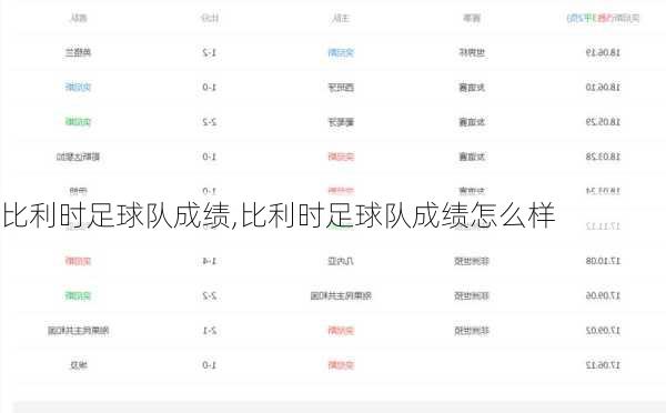 比利时足球队成绩,比利时足球队成绩怎么样