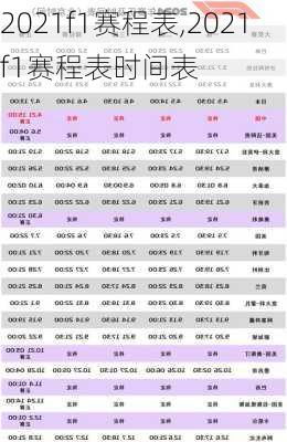 2021f1赛程表,2021f1赛程表时间表