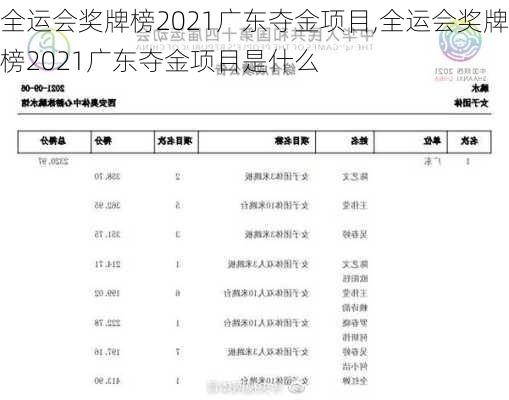 全运会奖牌榜2021广东夺金项目,全运会奖牌榜2021广东夺金项目是什么