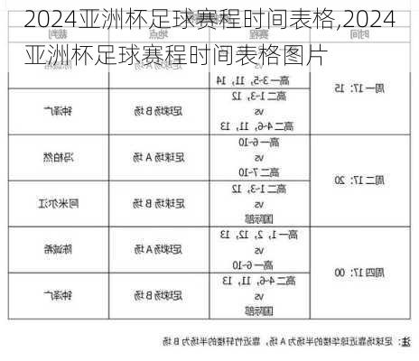 2024亚洲杯足球赛程时间表格,2024亚洲杯足球赛程时间表格图片