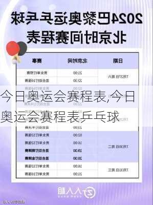 今日奥运会赛程表,今日奥运会赛程表乒乓球