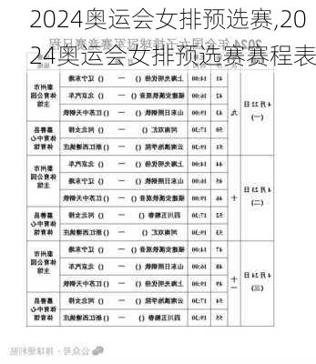 2024奥运会女排预选赛,2024奥运会女排预选赛赛程表