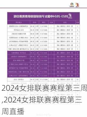 2024女排联赛赛程第三周,2024女排联赛赛程第三周直播